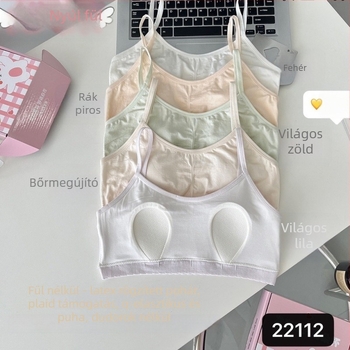 Lányoknak sportos melltartó-vest a második fejlődési szakaszban (12–15 év), teljes kosár, közepes formájú kosár latex anyaggal, rögzített dupla vállpántok