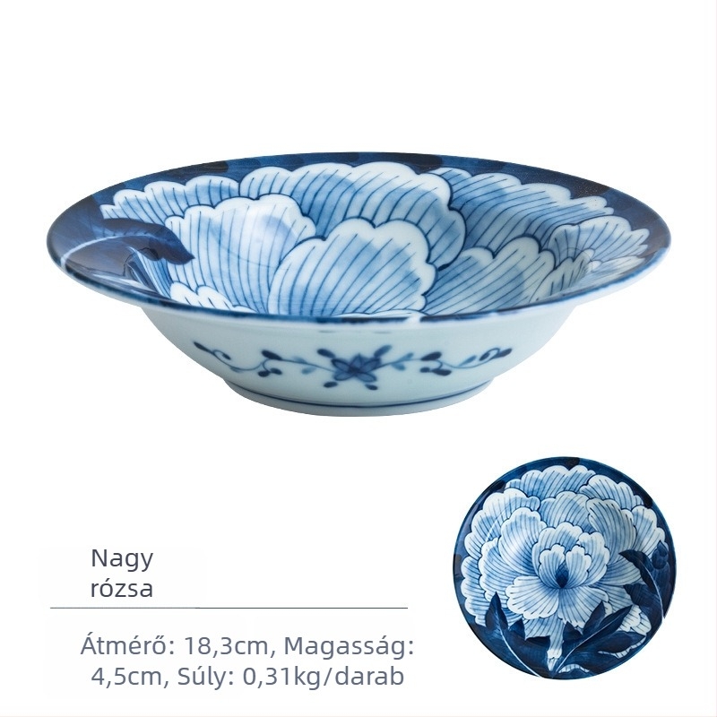 Lan Lin Tang porcelán kerek tányér virágmintával és underglaze