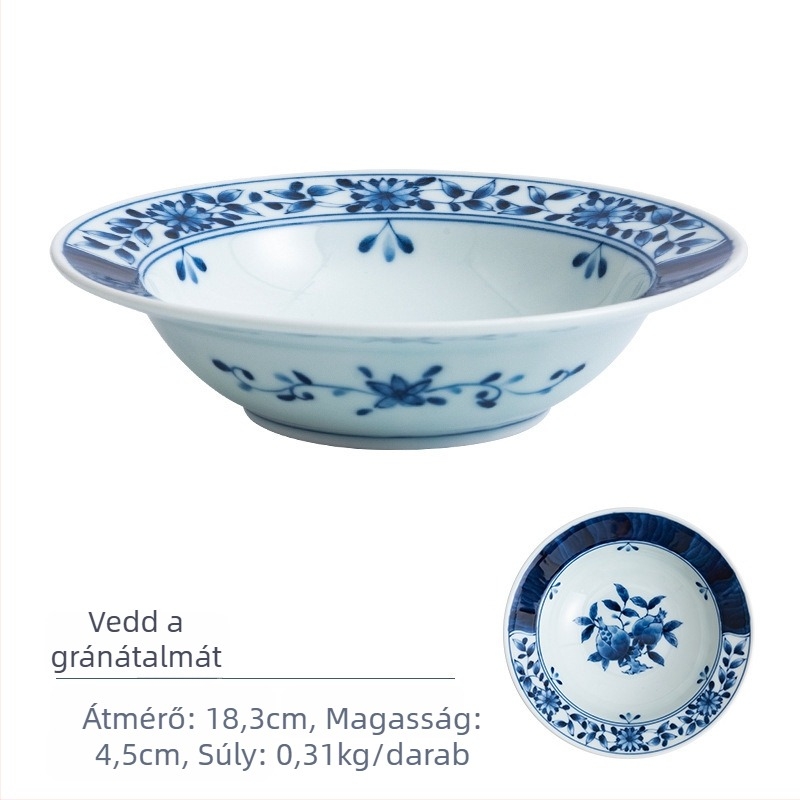 Lan Lin Tang porcelán kerek tányér virágmintával és underglaze