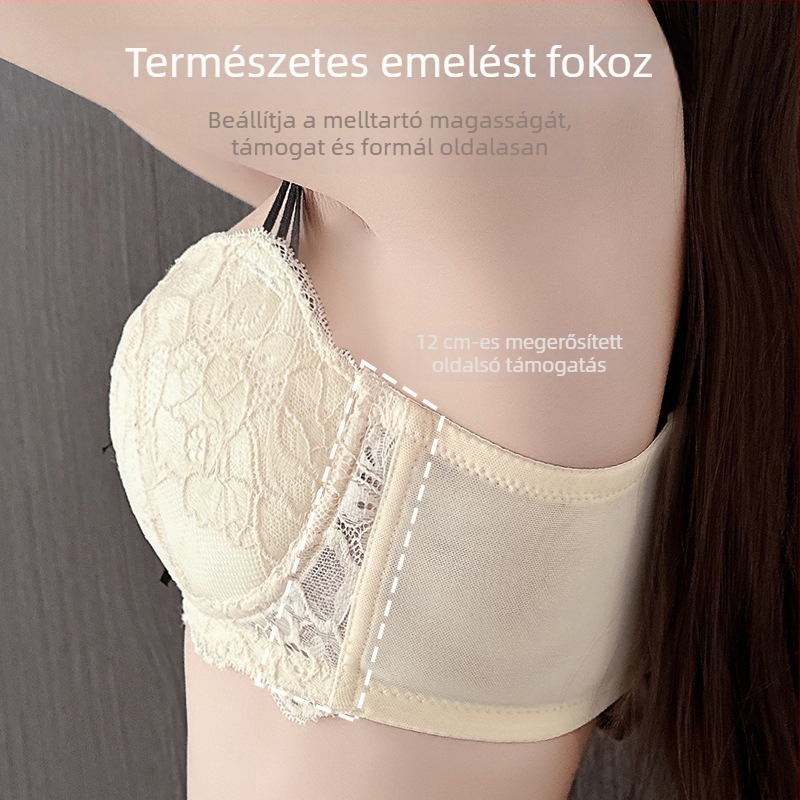 Kontrasztos színű csipkés női melltartó, optikailag csökkenti a nagy kebleket, ultra vékony kosár, állítható pántok, plusz méret