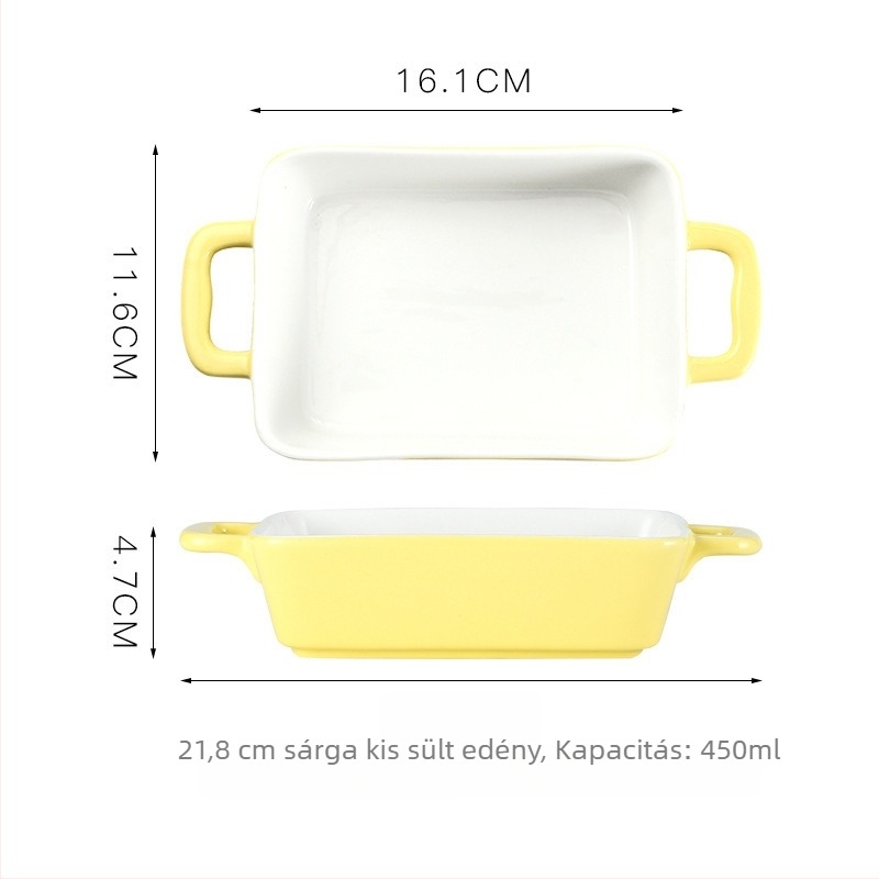 Porcelán sütőedény, négyzet alakú, mikrohullámú sütőben használható, aláglazúrozott felület, Jia Yixin, modern minimalist stílus