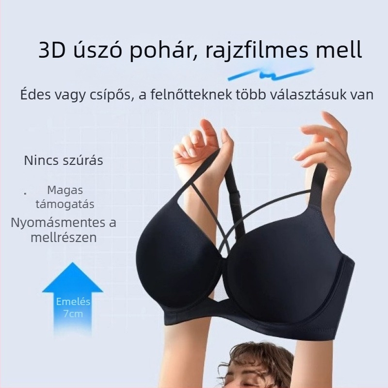Push-up melltartó, feszesítő hatású, nem formázott kosár, rögzített dupla vállpántok, hátoldali háromsoros kapocs zárás, 2024 téli kiadás