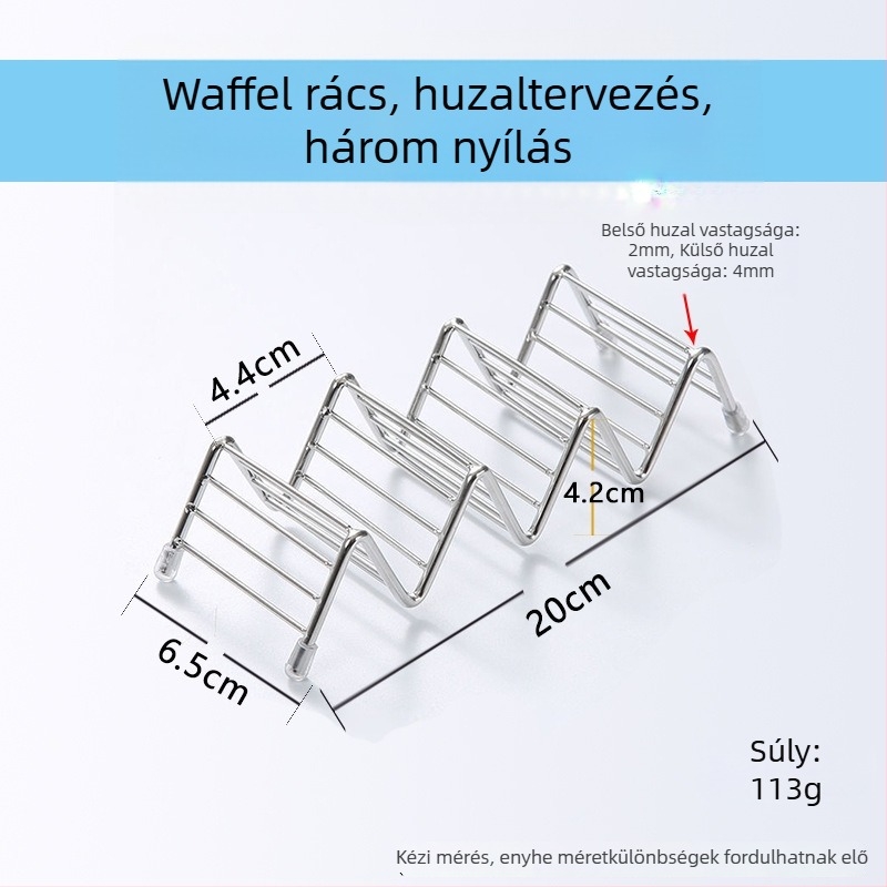 Rozsdamentes acél taco- és tortilla tartó, V-alakú, többs rekesz, 2 és 3 rekesz