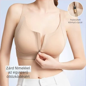Elöl cipzáros, seamless melltartó nagy méretekhez, drót nélküli, könnyű, tartást ad, megelőzi a lecsúszást, vizuálisan kisebbnek mutatja a kebleket