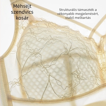Plusz méretű teljes kosárú csipkés melltartó kereszt mintával, légáteresztő, kényelmes, anti-prolapszus