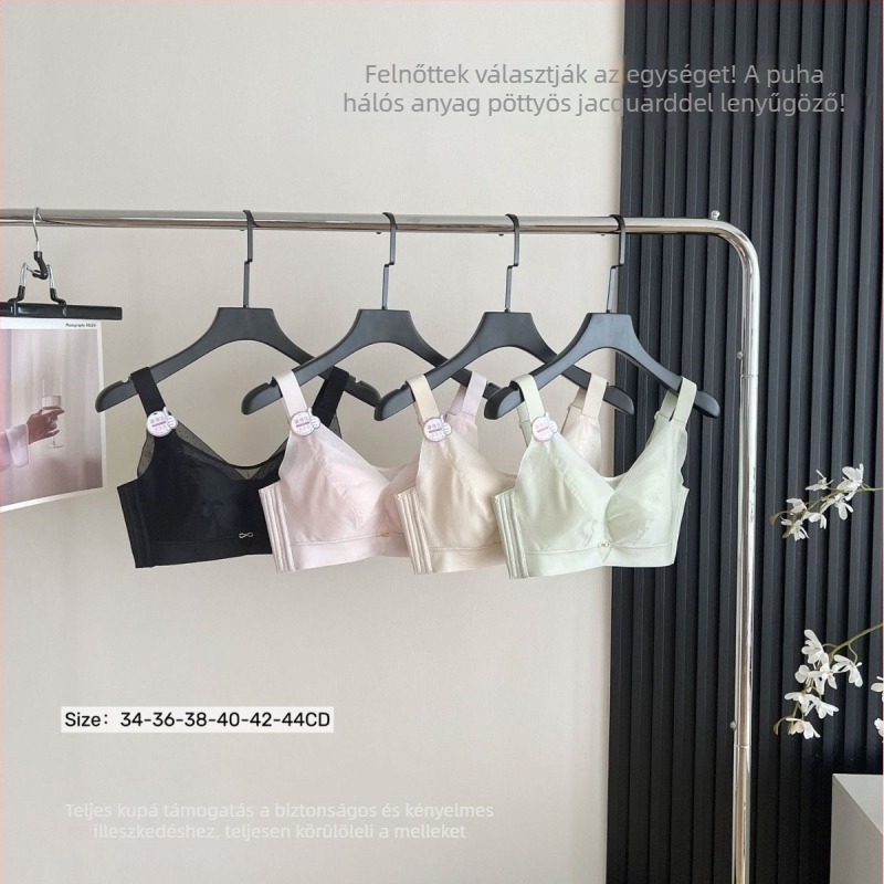 Melltartó nylonból latex vékony formázott kosárral, 3/4 kosár, hátul négy sor kapoccsal, fix dupla vállpántok, Modal bélés 80–90%