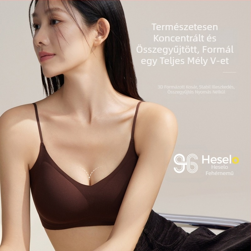 Vest-stílusú melltartó rögzített vállpántokkal, 3/4 kosár habosított, fő anyag nylon 70–80%, bélés spandex <30%, láthatatlan és puha tartással