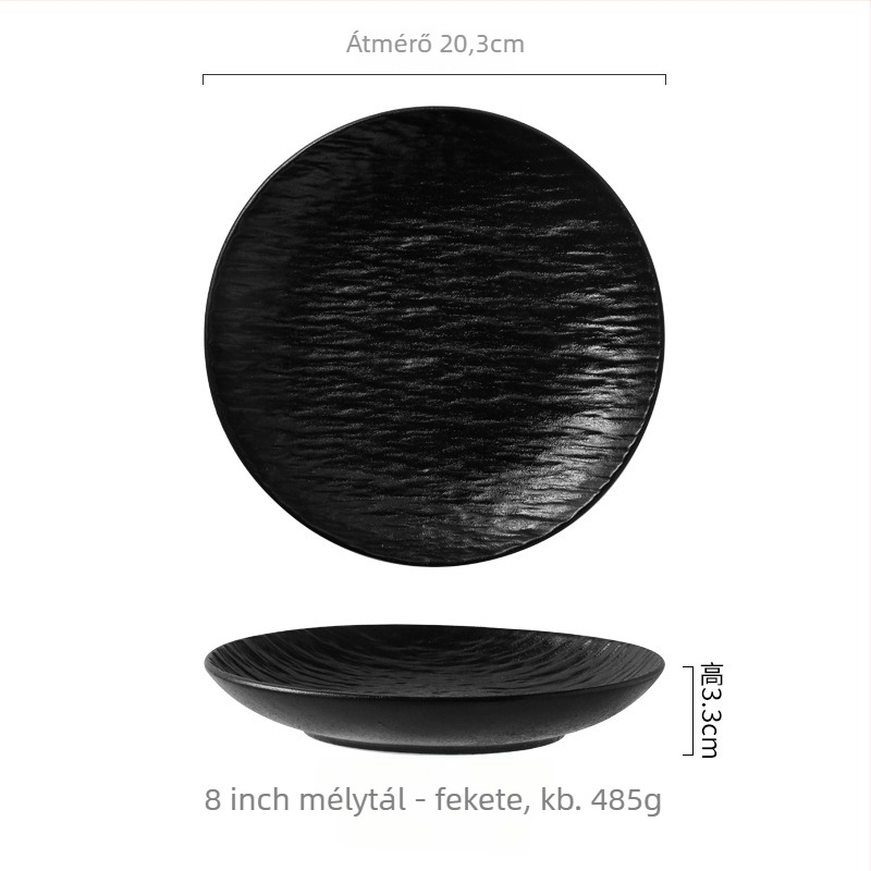 Porcelán kerek tál — mikróhullámú sütőben használható, modern minimalista stílusú étkészlet salátákhoz és levesekhez