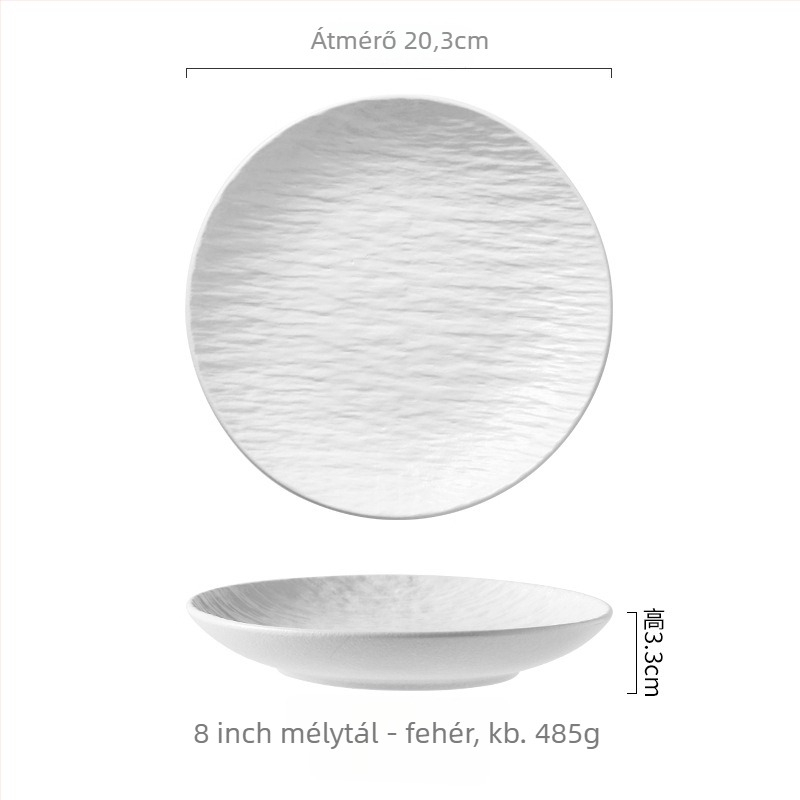 Porcelán kerek tál — mikróhullámú sütőben használható, modern minimalista stílusú étkészlet salátákhoz és levesekhez