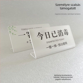 Diszinfekciós jelzőtábla kiállítóállvány – akril, koreai stílus, szállodai használatra