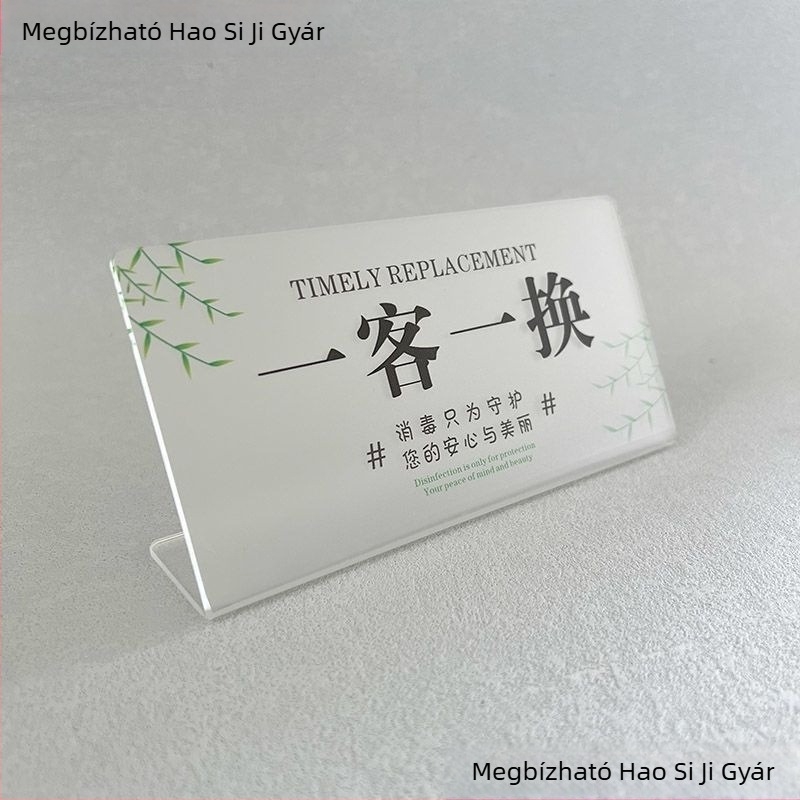 Diszinfekciós jelzőtábla kiállítóállvány – akril, koreai stílus, szállodai használatra