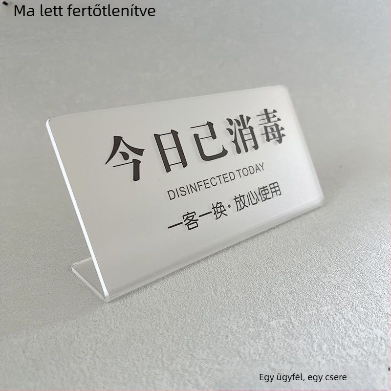 Diszinfekciós jelzőtábla kiállítóállvány – akril, koreai stílus, szállodai használatra
