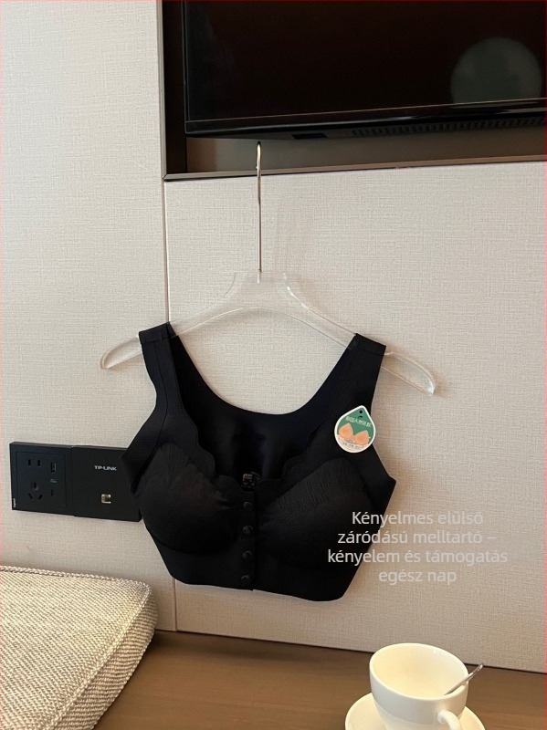 Elöl záródó melltartó latex kosárkákkal, nylon anyagból, 3/4 kosár, fix dupla pánt, acélgyűrű nélkül