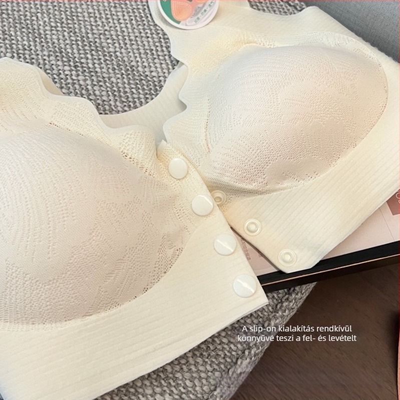 Elöl záródó melltartó latex kosárkákkal, nylon anyagból, 3/4 kosár, fix dupla pánt, acélgyűrű nélkül