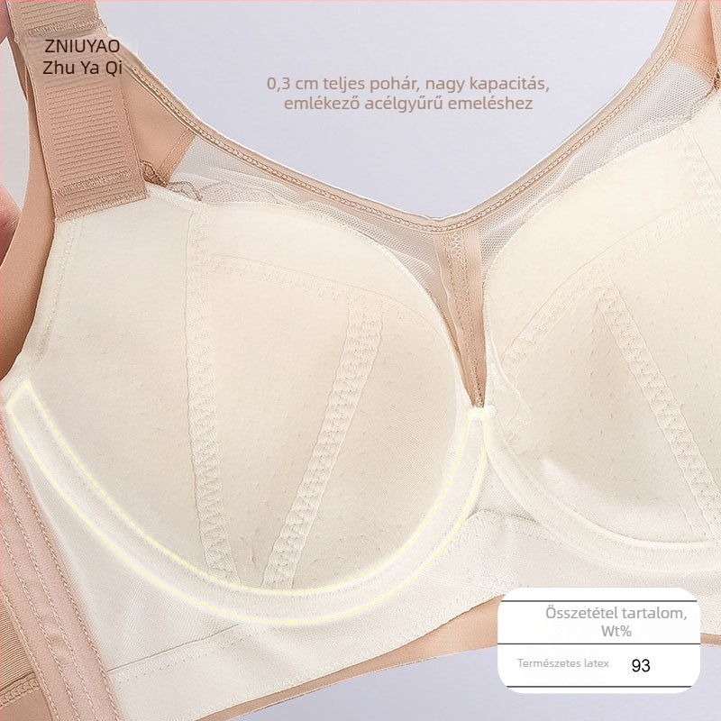 Teljes kosaras melltartó latex formázott kosárkákkal, lélegző csipke, Modal bélés 90-95%, hátul öt soros csattal.