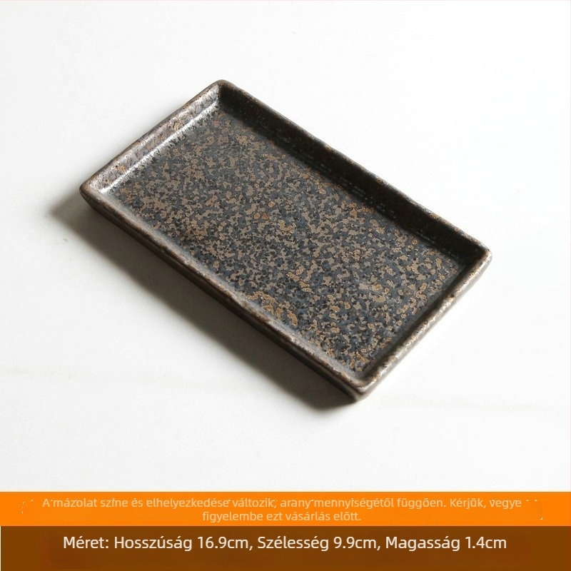 Porcelánból készült téglalap alakú tál kalapált textúrával, japán stílusú sushi tálaláshoz, retro dizájn