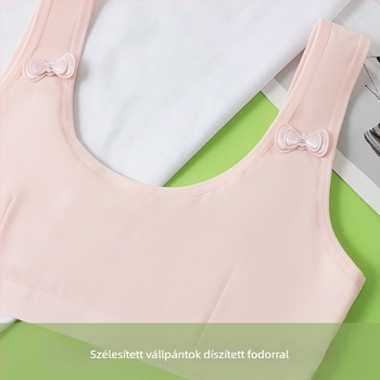 Pamut edzőmelltartó lányoknak, lélegző, teljes kosár, vékony formázott kosár, acélgyűrű nélküli, 12–15 éveseknek