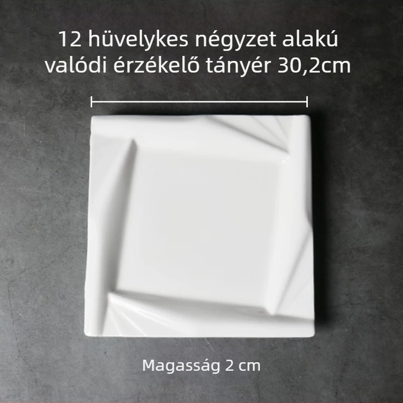 Runpai Négyzet alakú kerámia tál – Modern minimalista étkészlet, Alglazúros szín, Mikrohullámú sütőben használható