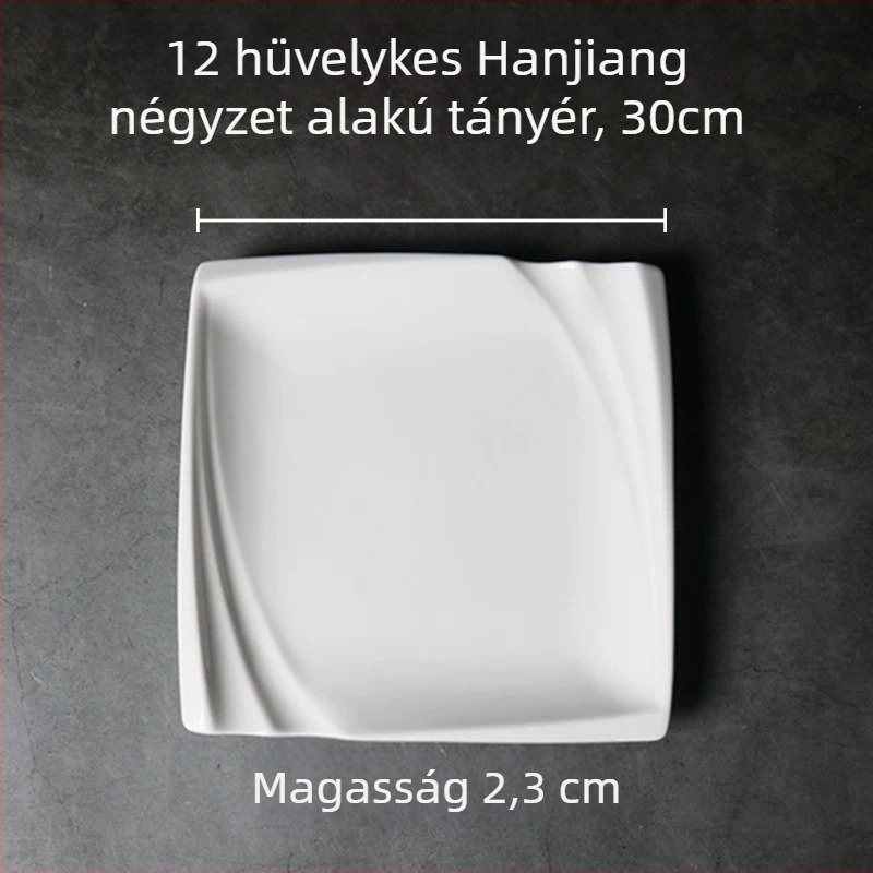 Runpai Négyzet alakú kerámia tál – Modern minimalista étkészlet, Alglazúros szín, Mikrohullámú sütőben használható