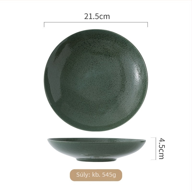 Porcelán japán stílusú kör alakú tál, mikrohullámú sütőben használható, színes mázas felület