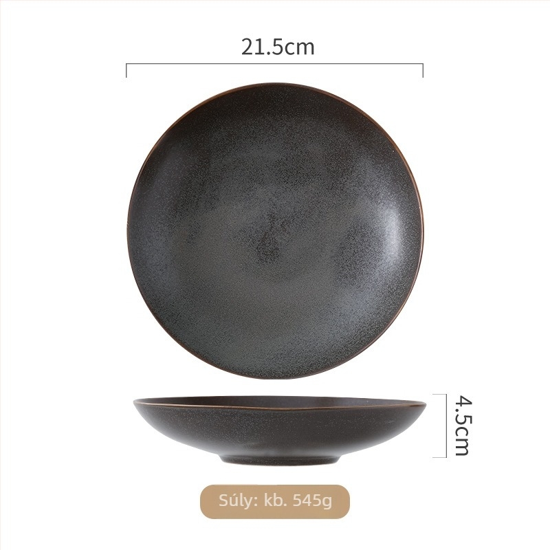 Porcelán japán stílusú kör alakú tál, mikrohullámú sütőben használható, színes mázas felület