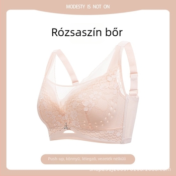 Teljes kosárú melltartó hálószövésű csipkével, Push-Up, állítható vállpántok, hátul négy sor kapocs