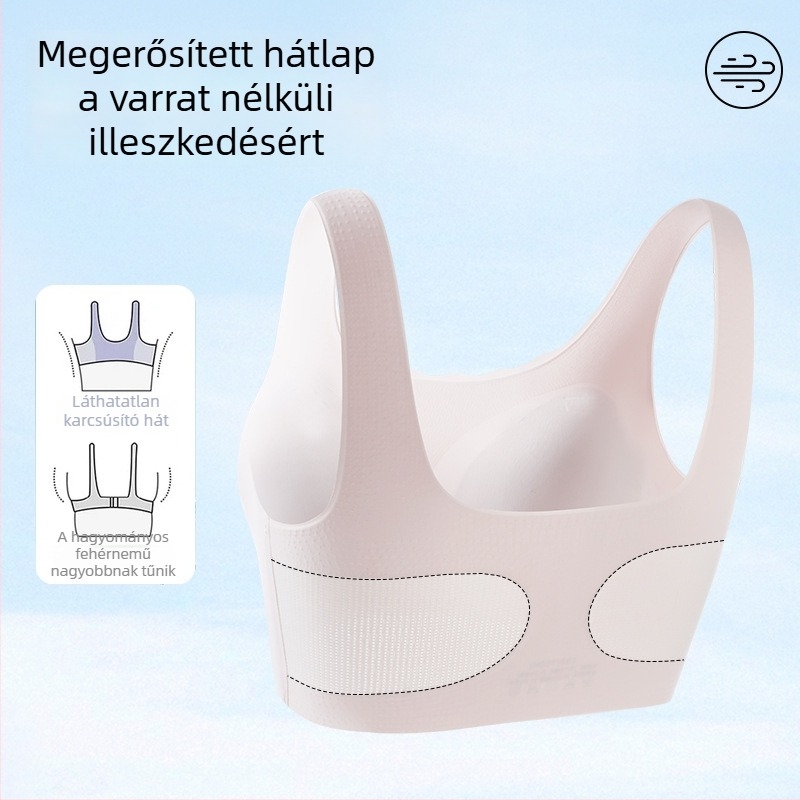 Vezeték nélküli ice silk top lányoknak, seamless hátsó rész, élénk piros, sportos stílus, nagy méret