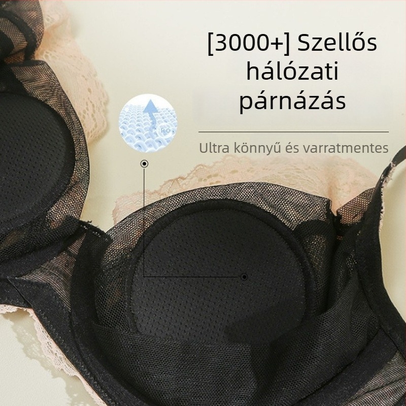 Pamut melltartó készlet nőknek 3/4 kosár, fix vállpántok, hátul négy sor kapoccsal záródó dizájn, lélegző, seamless dizájn