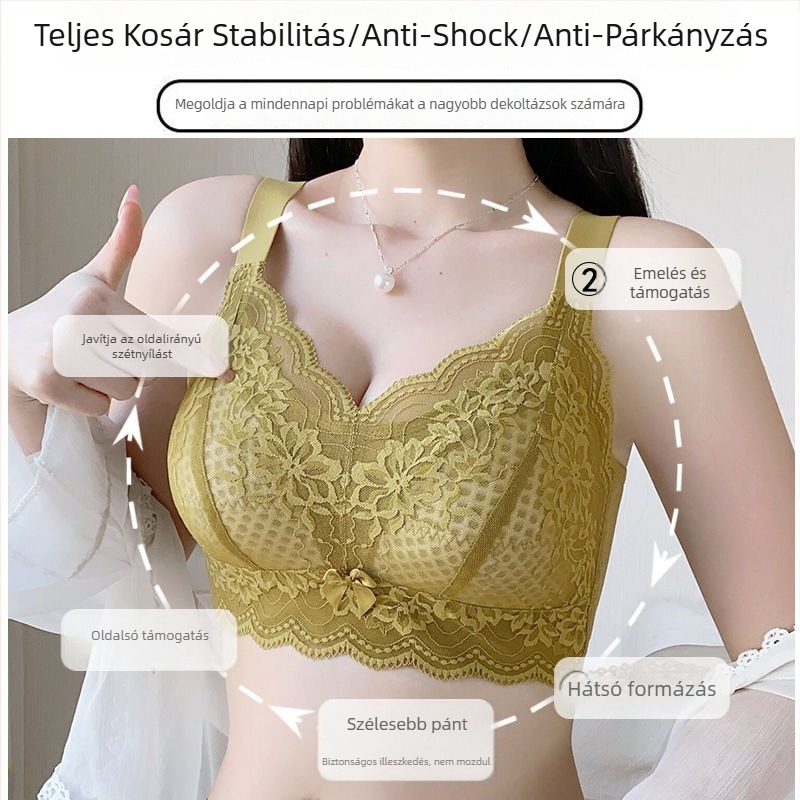 Vimose csipkés push-up melltartó, telt kosár, gyűjtő és anti-süllyedés funkcióval, nylon bélés, halter vállpántok, hátul négy sor kapocs