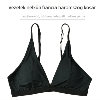 Drót nélküli háromszög alakú melltartó párnázott, nejlon anyagból, fix dupla vállpántok, hátoldali dupla soros záródás