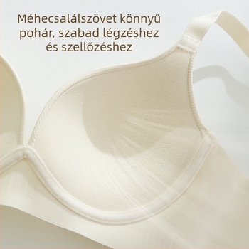 Plusz méretű melltartó, vezeték nélküli, varrat nélküli, 3/4 kosár, forma felső része vékony, alsó része vastag, hátul három sor zár, rögzített dupla vállpántok