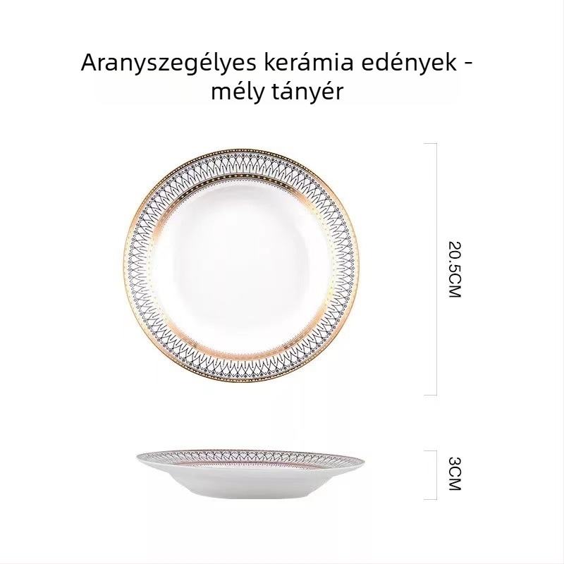 Porcelános kerek nyugati étkészlet, több mintázatú dizájn, testre szabható minta, logó nyomtatás