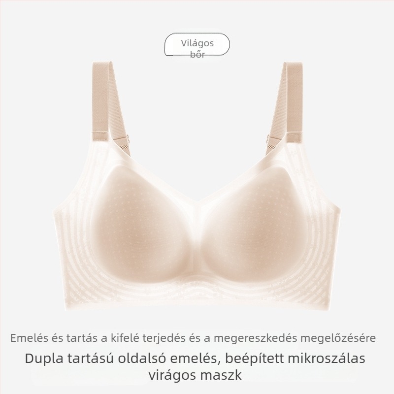 Varrás nélküli, zero-érzetű női melltartó nagy keblű nőknek, push-up, oldalsó tartás, háti formázás, nagy méret