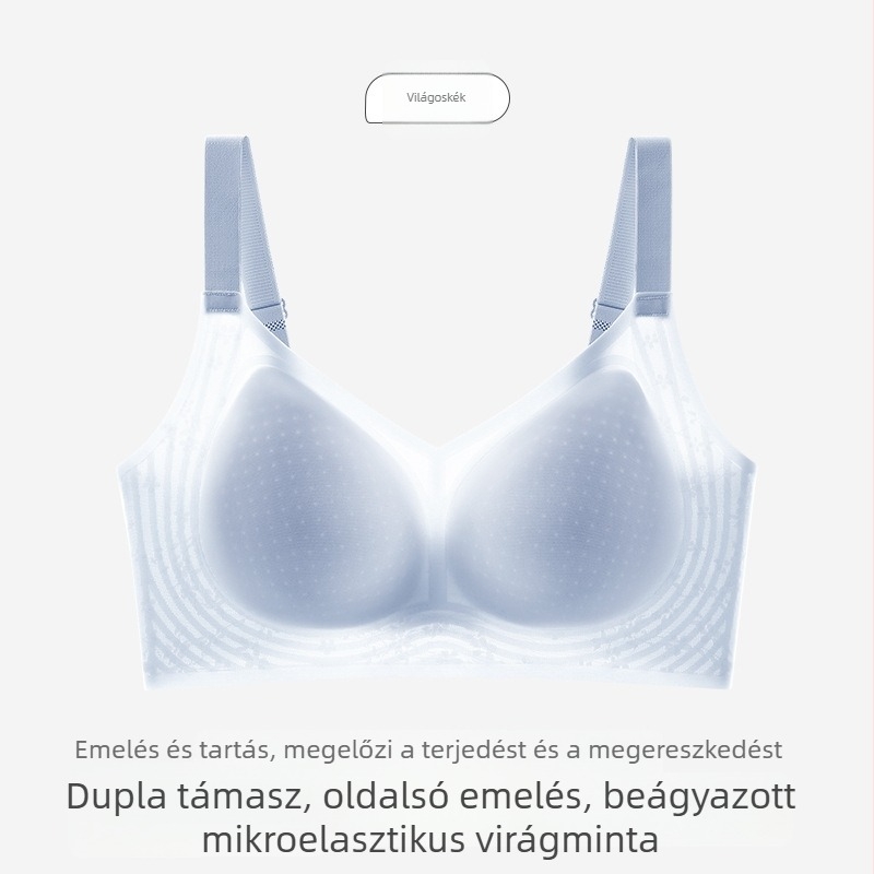 Varrás nélküli, zero-érzetű női melltartó nagy keblű nőknek, push-up, oldalsó tartás, háti formázás, nagy méret