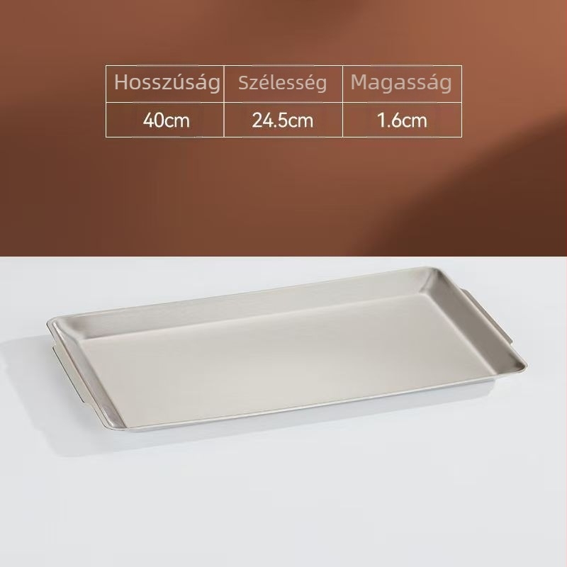 Koreai stílusú téglalap alakú rozsdamentes acél tál, sushi- és snack tál, modern minimalist design, egy darabból készített felület, logó nyomtatása lehetséges