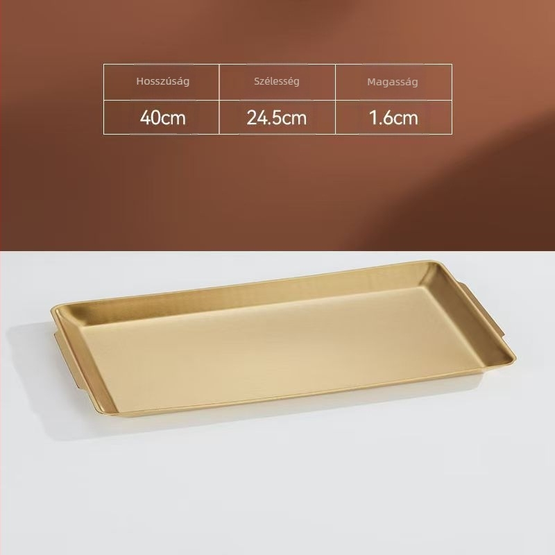 Koreai stílusú téglalap alakú rozsdamentes acél tál, sushi- és snack tál, modern minimalist design, egy darabból készített felület, logó nyomtatása lehetséges