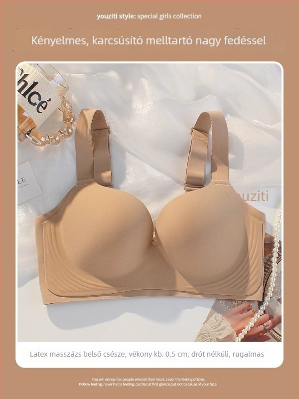 Latex varrat nélküli női melltartó, nagy keblekhez, ultra vékony, állítható, plusz méret, merevítő nélküli
