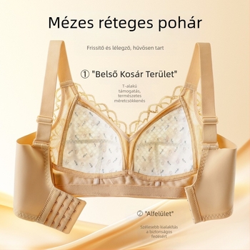 Nagy méretű vékony melltartó, merevítő nélküli, teljes kosár, formázó hatás, oldalsó támasz, összegyűjti a melleket, anti-prolaps