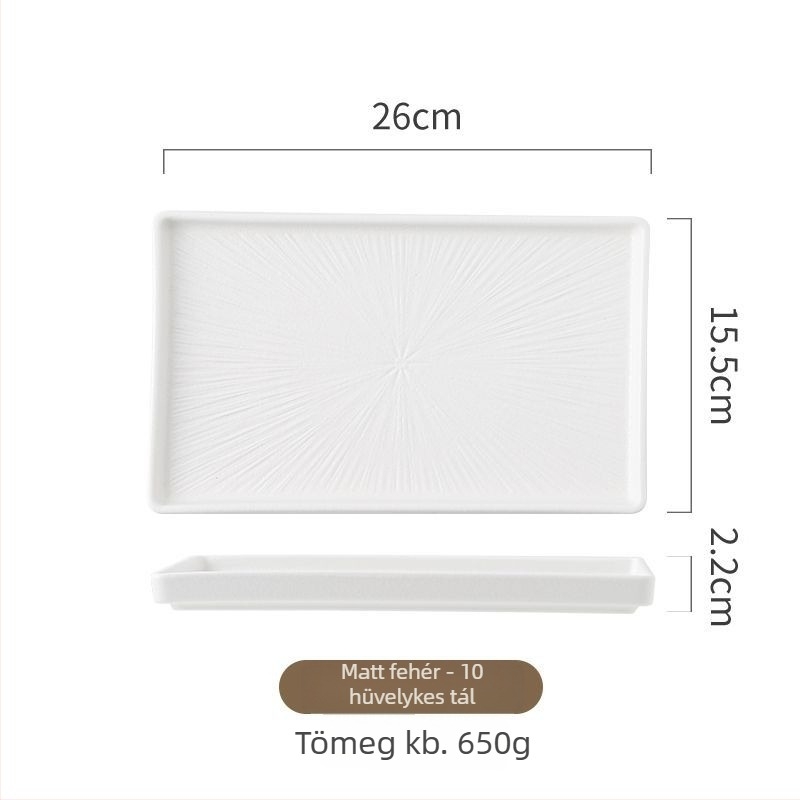 Porcelán japán stílusú téglalap alakú lapos tányér (mikrohullámú sütőben használható, matt máz)