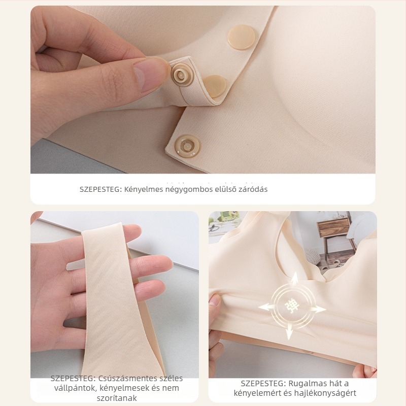 Szoptatós melltartó vest-stílusú, nejlon anyag, 5/8 kosár, vékony formázott kosár, elöl záródás