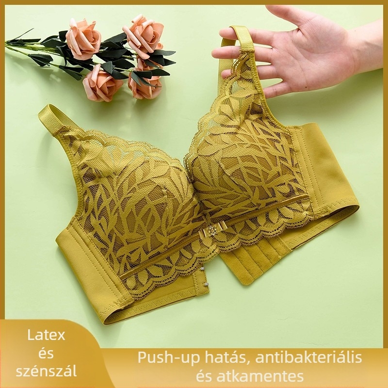 Női kötött melltartó acélmerevítő nélkül, latex kosár, vékony fazon, 3/4 kosár, hátul négy csattal, plusz méret