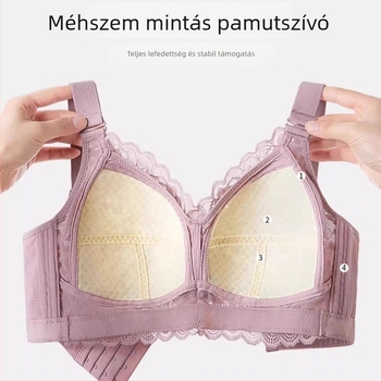 Csipkés melltartó nagy mellekhez, minimizáló hatás, teljes kosár, vékony formázó kosár, állítható, hátul négyrétegű kapocs