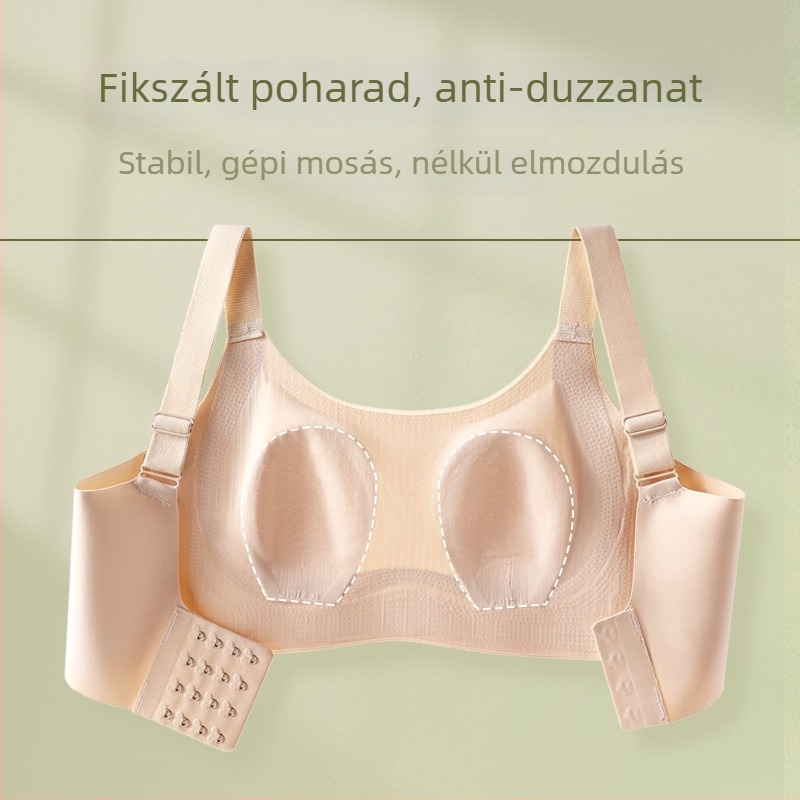 Varrás nélküli melltartó, teljes kosár, vékony formázott kosarak, lélegző nylon anyag, hátul négy sor kapocs