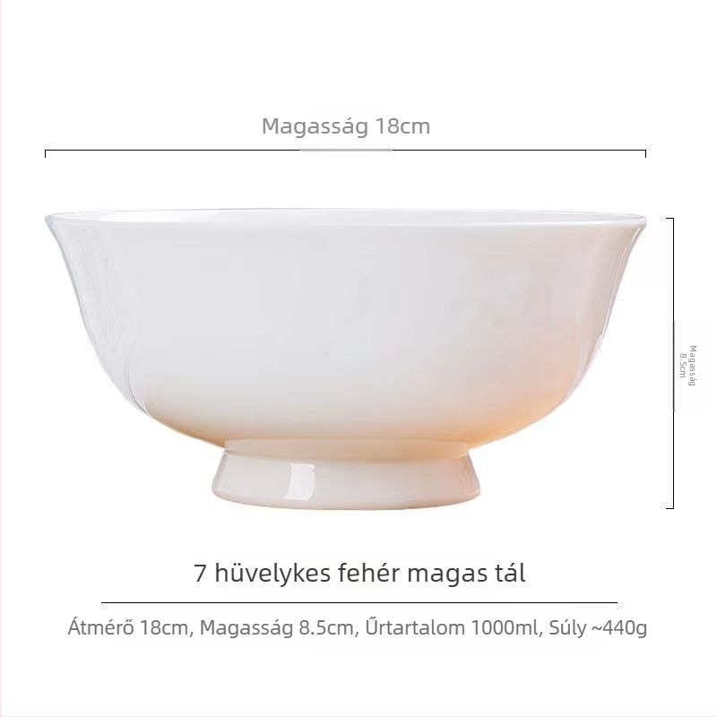 Csontporcelán leveses tál, fehér, nagy méret, mikrohullámú sütőben használható, otthoni használatra, kerek