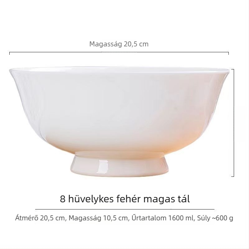 Csontporcelán leveses tál, fehér, nagy méret, mikrohullámú sütőben használható, otthoni használatra, kerek