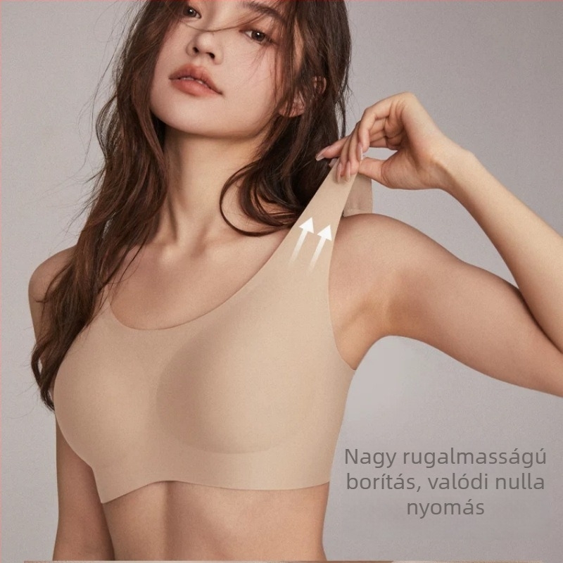 Sima varrás nélküli latex melltartó kis keblekhez, vizuálisan emel, gyengéd támasz, kényelmes mindennapi viselet