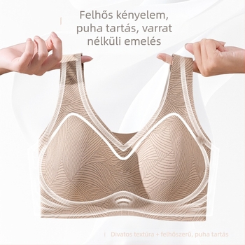 Vezeték nélküli, plusz méretű melltartó beépített kosárrésszel, mellény-stílus, légáteresztő jégselyem anyagból