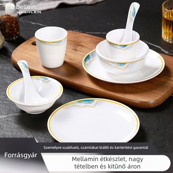 Melamin hotel étkészlet, négy darabos, overglaze felülettel, Belien márka, logó nyomtatásának lehetősége