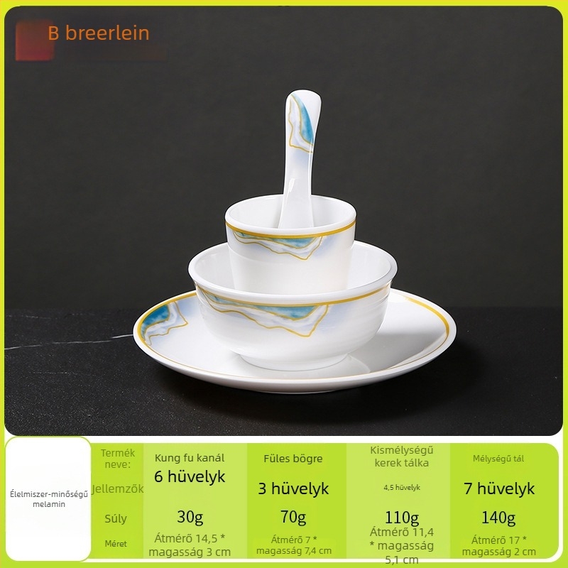 Melamin hotel étkészlet, négy darabos, overglaze felülettel, Belien márka, logó nyomtatásának lehetősége