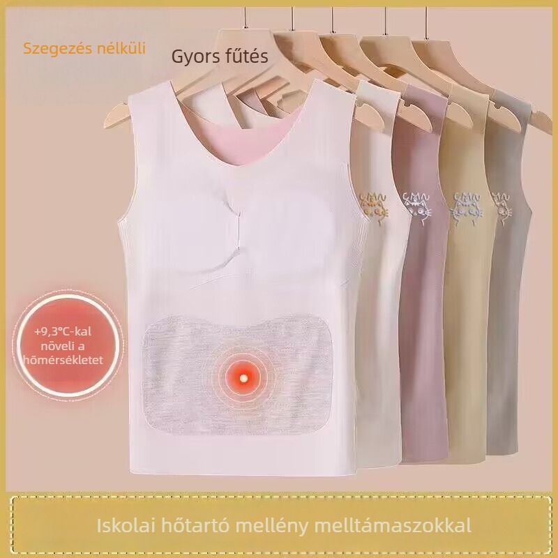 Lányoknak Velúr meleg mellény melltartó párnával és latex formázott poharakkal – Poliészter 80-90%